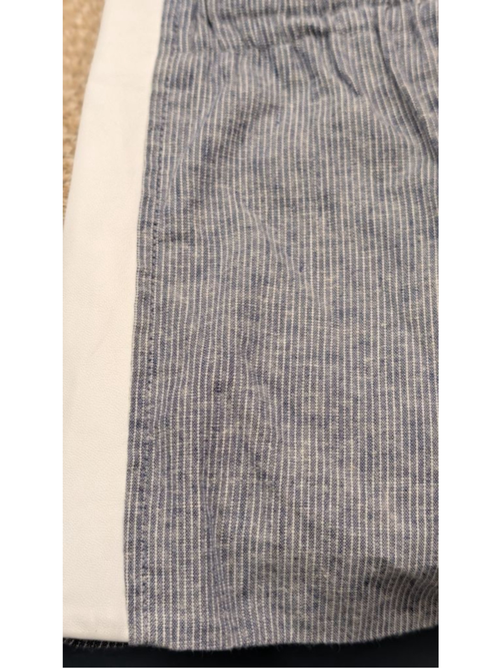 Rag & Bone Blue White Striped Linen Blend Leather Trim Shorts Size 2 - Picture 11 of 11